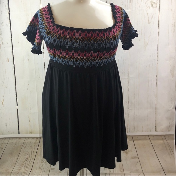 torrid Dresses & Skirts - Torrid Black Embroidered Jersey Off Shoulder Dress